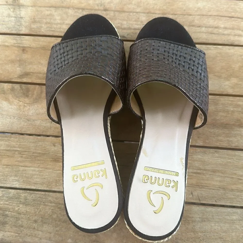 Kanna Wedge Leather Slide Samdals 36=5.5